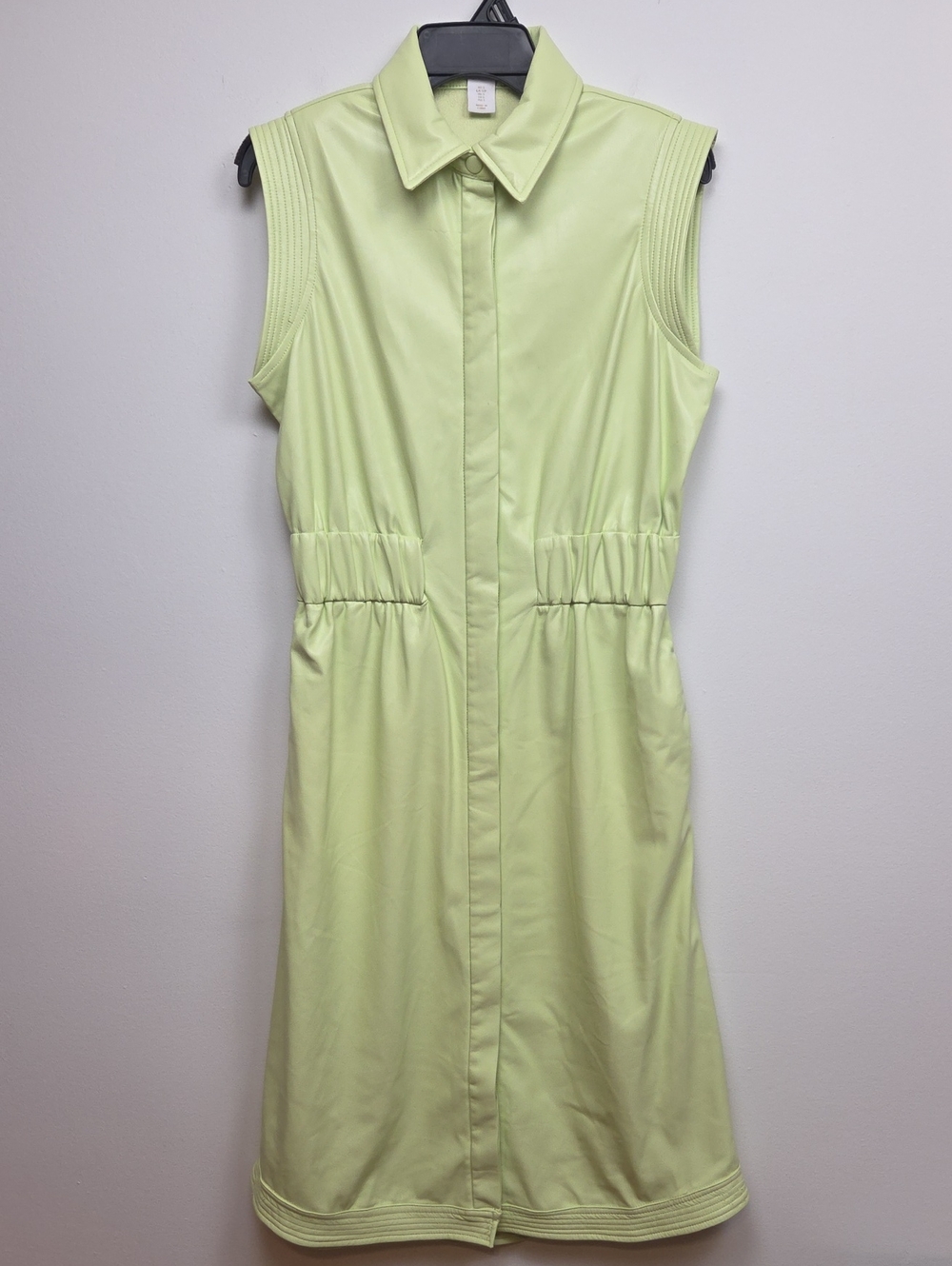 House of Harlow 1960 Lime Green Vegan Leather Sleeveless Utility Dress Small